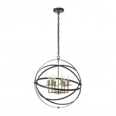 GYROSTAT 6 Light Ceiling Pendant in Black and Polished Gold