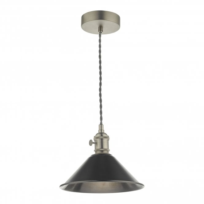 HADANO 1 Light Pendant Antique Chrome With Antique Pewter Shade