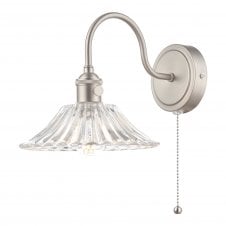 HADANO 1 Light Wall Light Antique Chrome With Flared Glass shade