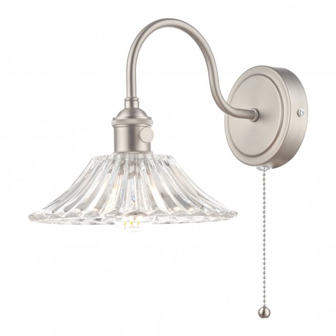 HADANO 1 Light Wall Light Antique Chrome With Flared Glass shade