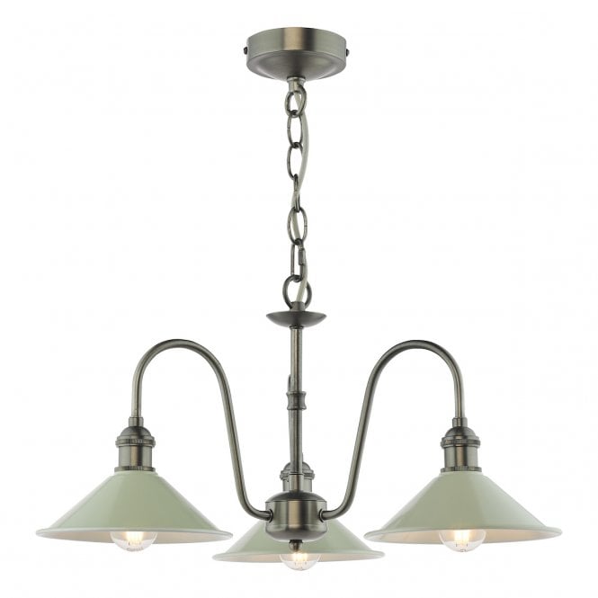 HADANO 3 Light Antique Chrome Pendant with Matte Taupe Shades