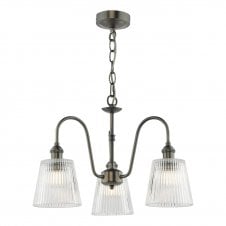 vintage-inspired ribbed glass and antique chrome ceiling pendant light fitting