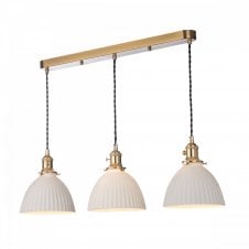 HADANO 3 Light Bar Pendant | Natural Brass & Ceramic Domed Shade