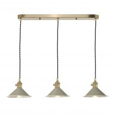 brass ceiling pendant bar with cream shades