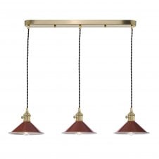 brass ceiling pendant bar with umber shades