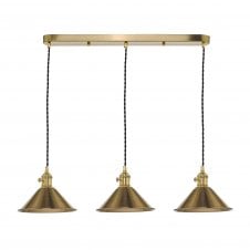 3 Light Ceiling Pendant Bar Brass