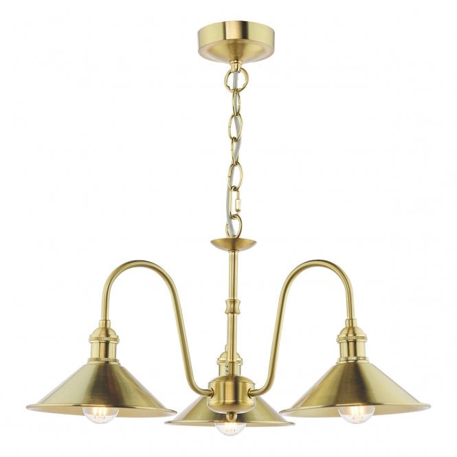 HADANO 3 Light Natural Brass Pendant with Aged Brass Shades