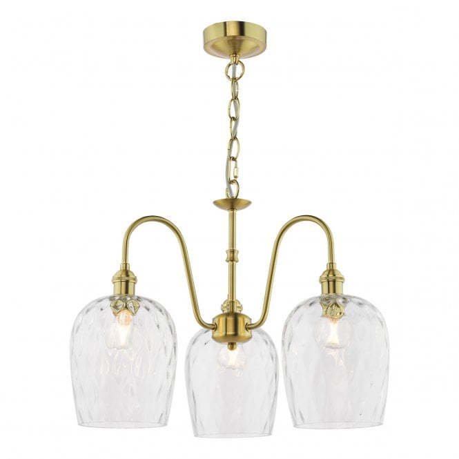 HADANO 3 Light Natural Brass Pendant with Dimpled Glass Shades