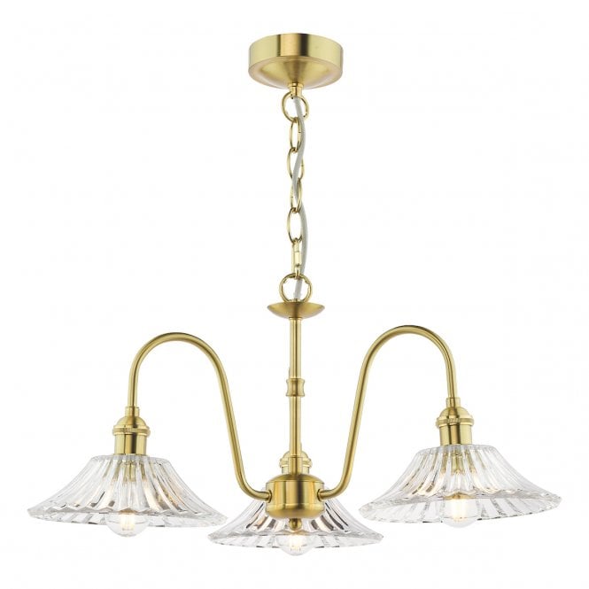 HADANO 3 Light Natural Brass Pendant with Flared Glass Shades