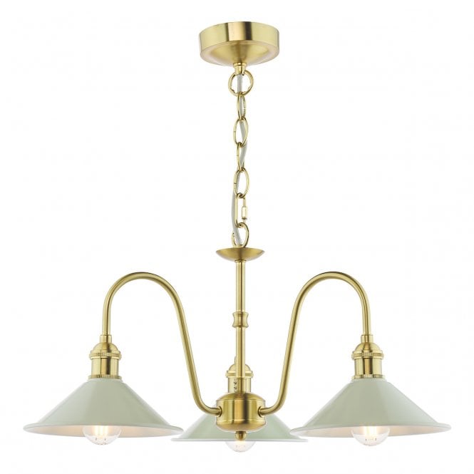 HADANO 3 Light Natural Brass Pendant with Matte Taupe Shades