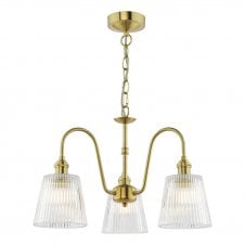 vintage-inspired ribbed glass and natural brass ceiling pendant light fitting