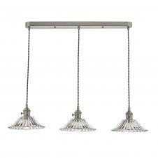 HADANO 3 Light Suspension Antique Chrome With Flared Glass Shades