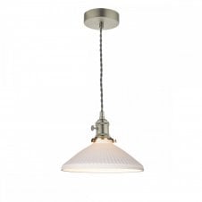 HADANO Antique Chrome Pendant with Ceramic Shallow Shade
