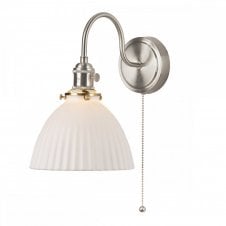 HADANO Antique Chrome Wall Light with Ceramic Domed Shade