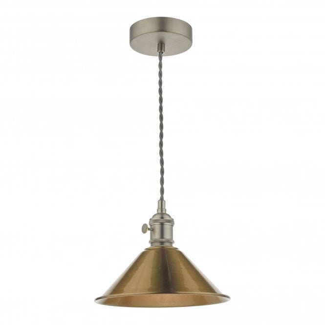 HADANO Ceiling Pendant Antique Chrome With Aged Spun Brass Shade