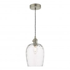 Ceiling Pendant Antique Chrome Dimpled Glass Shade