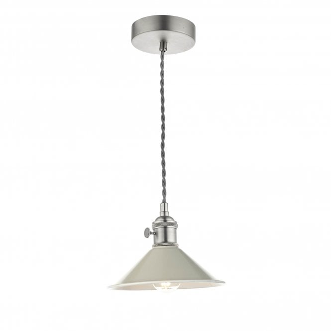 HADANO Ceiling Pendant in Antique Chrome With Cashmere Cream Metal Shade