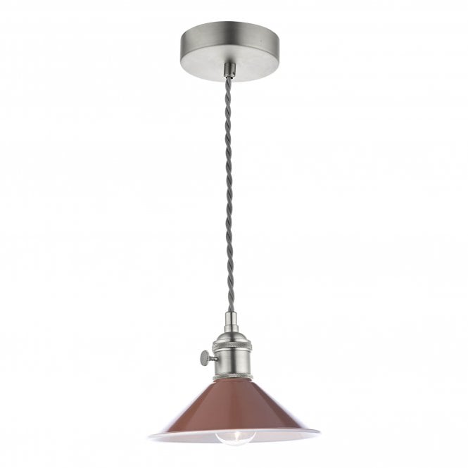 HADANO Ceiling Pendant in Antique Chrome With Umber Shade
