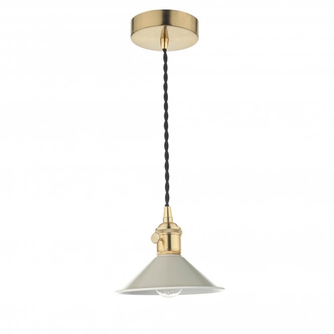 HADANO Ceiling Pendant in Natural Brass With Cashmere Cream Metal Shade