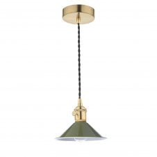 Vintage green and brass ceiling pendant