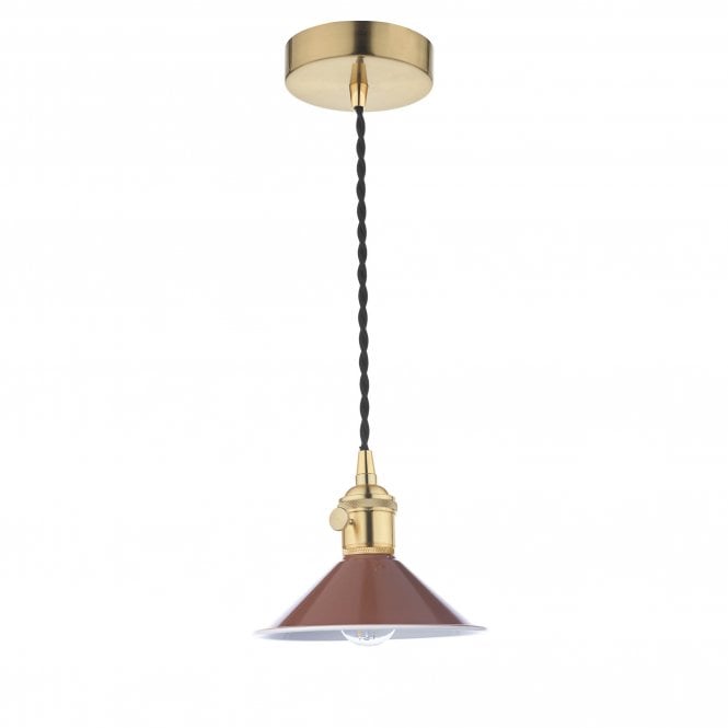 HADANO Ceiling Pendant in Natural Brass With Umber Shade