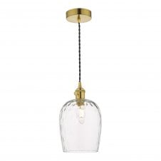 Ceiling Pendant Natural Brass Dimple Glass Shade