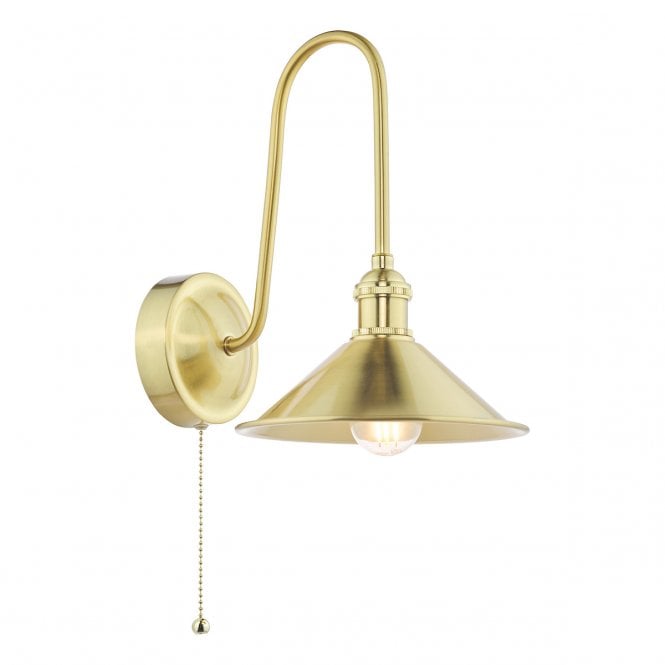 HADANO Natural Brass Tall Wall Light with Aged Brass Shade