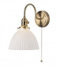 Wall Light Natural Brass & Ceramic Domed Shade