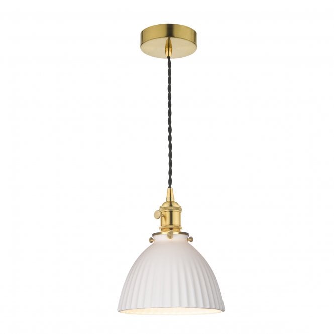 HADANO Pendant | Natural Brass & Ceramic Domed Shade