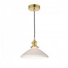 HADANO Pendant | Natural Brass & Ceramic Shallow Shade