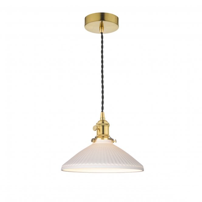 HADANO Pendant | Natural Brass & Ceramic Shallow Shade