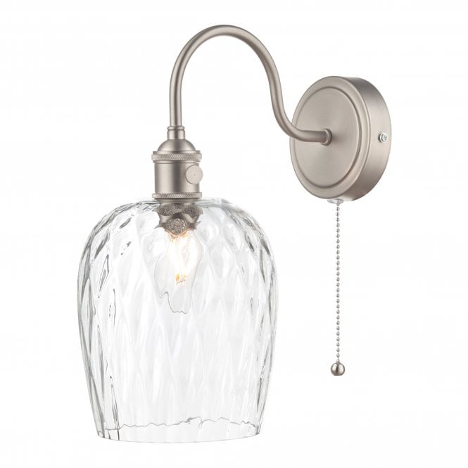 HADANO Single Light Antique Chrome With Dimpled Glass Shade