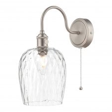 HADANO Single Light Antique Chrome With Dimpled Glass Shade