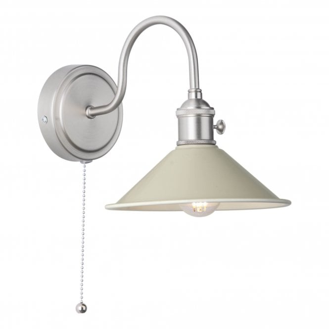HADANO Switched Wall Light in Antique Chrome With Cashmere Metal Shade