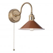Brass and umber vintage switched wall light