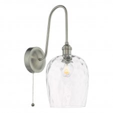 vintage inspired antique chrome wall light with dimpled glass shade 