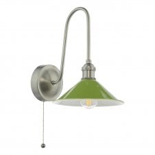 traditional wall light in antique chrome with green gloss shade 