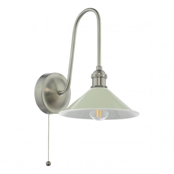 Hadano Tall Wall Light in Antique Chrome with Matte Taupe Shade