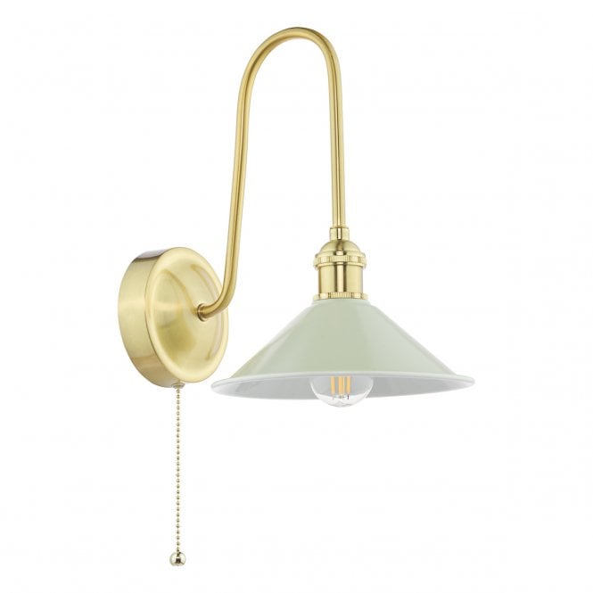 Hadano Tall Wall Light in Natural Brass with Matte Taupe Shade