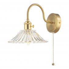 Brass and Flared Glass Wall Light | The Lighting Company 