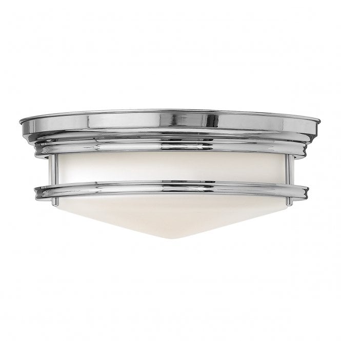 HADLEY Retro Flush Ceiling Light in Chrome with Opal Glass