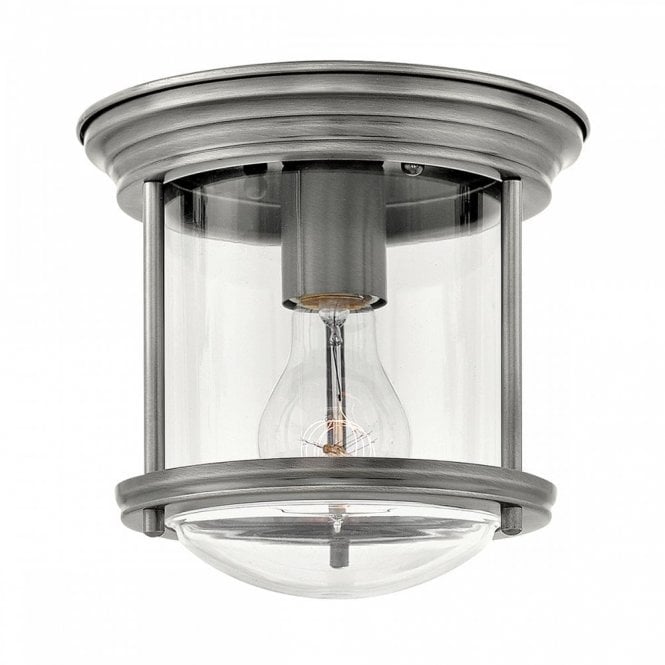 HADRIAN 1 Light Flush Mount in Clear Glass and Antique Nickel