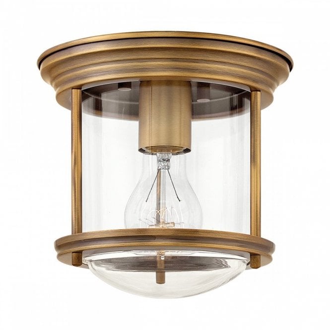 HADRIAN 1 Light Flush Mount in Clear Glass and Brushed Bronze