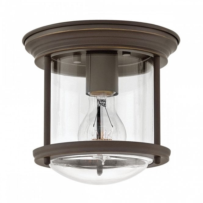 HADRIAN 1 Light Flush Mount in Clear Glass and Oil Rubbed Bronze