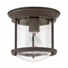 HADRIAN 1 Light Flush Mount in Clear Glass and Oil Rubbed Bronze