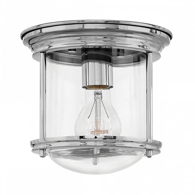 HADRIAN 1 Light Flush Mount in Clear Glass and Polished Chrome