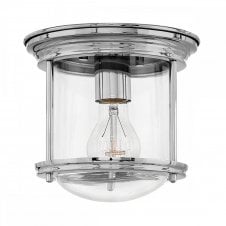 HADRIAN 1 Light Flush Mount in Clear Glass and Polished Chrome