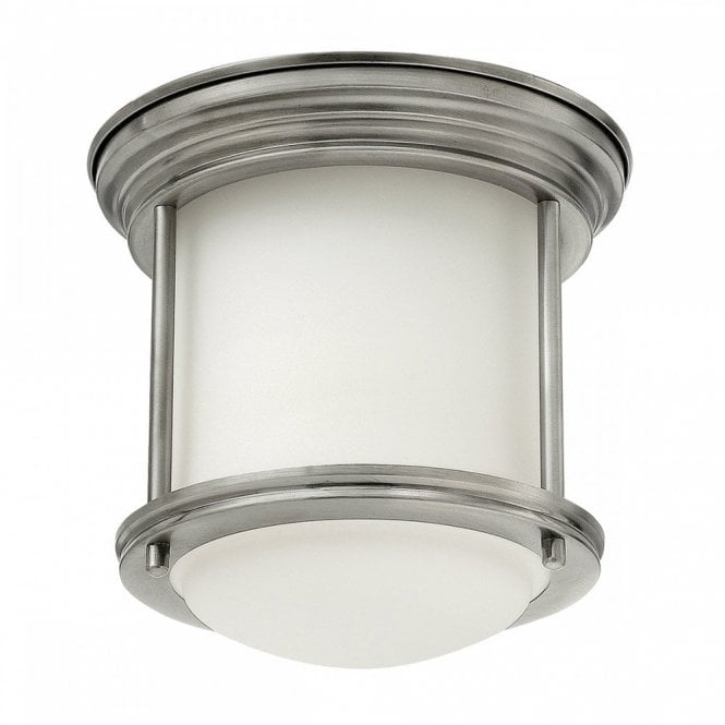 HADRIAN 1 Light Flush Mount in Opal Glass and Antique Nickel
