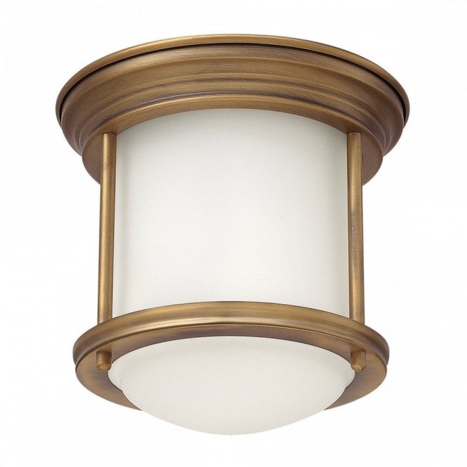 HADRIAN 1 Light Flush Mount in Opal Glass and Brushed Bronze