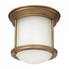 HADRIAN 1 Light Flush Mount in Opal Glass and Brushed Bronze